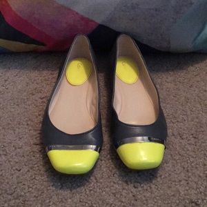 Grey Yellow Calvin Klein flats size 7.5